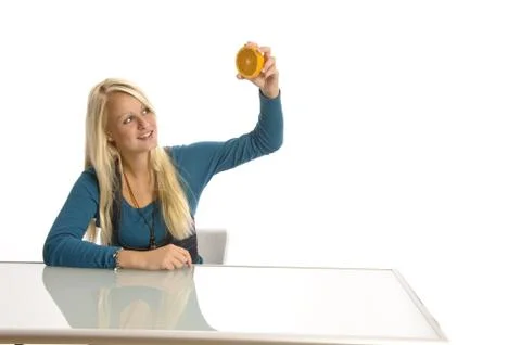 Mädchen mit Orange Stock Photos