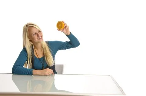 Mädchen mit Orange Foto stock