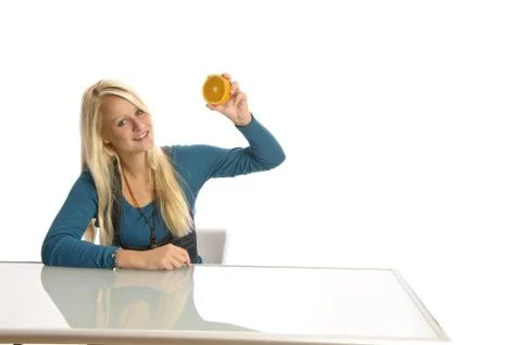 Mädchen mit Orange Stock Photos