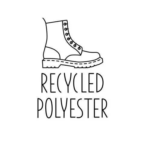 Made from 100 recycled polyester - concept for sustainable boot, shoe, eco Stock Illustration