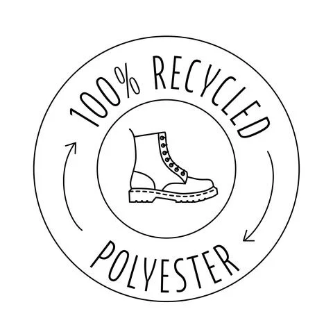 Made from 100 recycled polyester - concept for sustainable boot, shoe, eco Stock Illustration