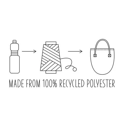 Made from 100 recycled polyester - concept for sustainable bag, eco friendly Stock Illustration