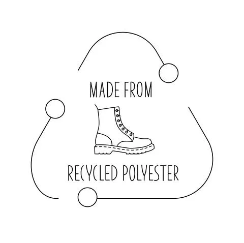Made from 100 recycled polyester - concept for sustainable boot, shoe, eco Stock Illustration