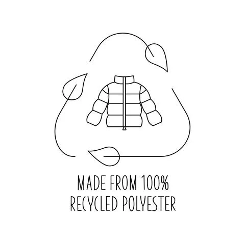 Made from 100 recycled polyester - concept for sustainable coat, jacket, eco Stock Illustration
