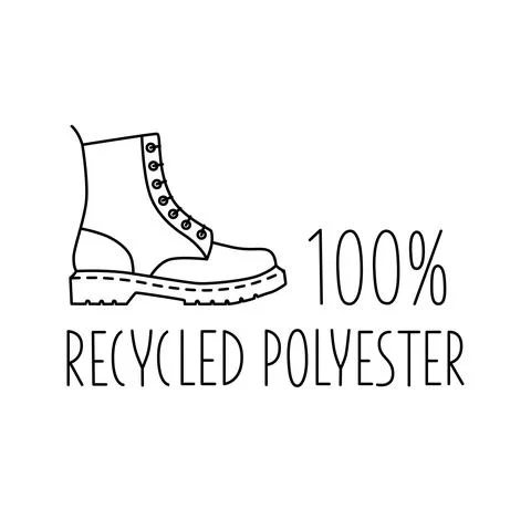 Made from 100 recycled polyester - concept for sustainable boot, shoe, eco Stock Illustration