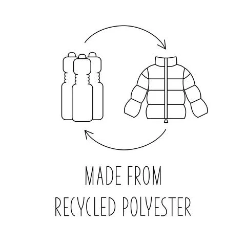 Made from 100 recycled polyester - concept for sustainable coat, jacket, eco Stock Illustration