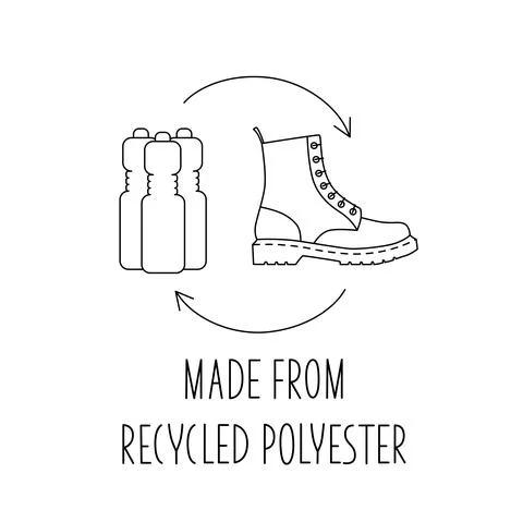 Made from 100 recycled polyester - concept for sustainable boot, shoe, eco Stock-Illustration
