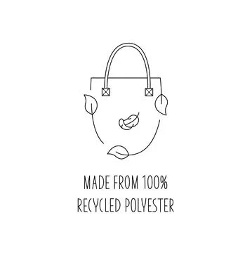 Made from 100 recycled polyester - concept for sustainable shopper bag, eco Stock Illustration