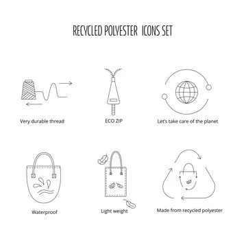 Made from 100 recycled polyester - concept for sustainable shopper bag, eco Stock Illustration