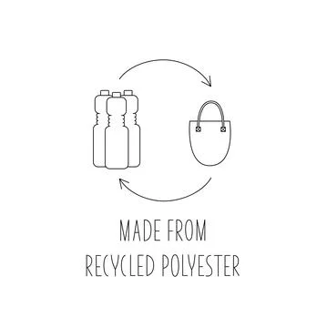Made from 100 recycled polyester - concept for sustainable shopper bag, eco Stock Illustration