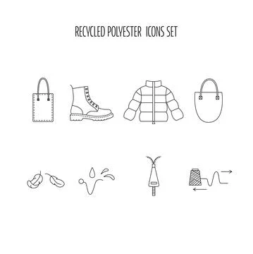 Made from 100 recycled polyester - concept for sustainable shopper bag, boot Stock Illustration