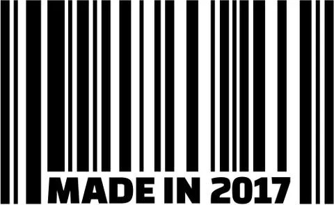 Made in 2016 with barcode Stock Illustration