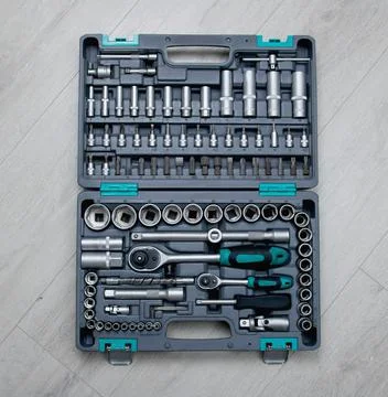 Made from advanced quality chrome vanadium steel. Tools for repair. Chrome mecha Stock Photos