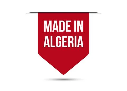 Made in Algeria red vector banner illustration isolated on white background Stock Illustration