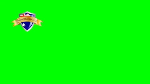 Made in Australia, shield with flag and ribbon with text. Chroma key with cop Stock Footage 139904585