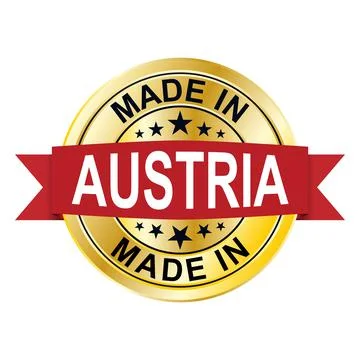 MADE IN AUSTRIA gold stamp award. Vector gold award of MADE IN AUSTRIA caption. Stock Illustration