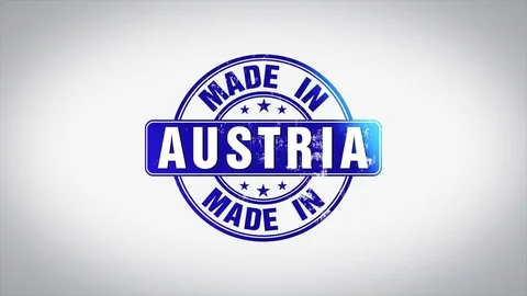 Made in Austria Word 3D Animated Wooden Stamp Animation Stock Footage