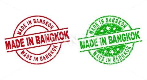 MADE IN BANGKOK Round Badges Using Unclean Texture ~ Clip Art #150927923
