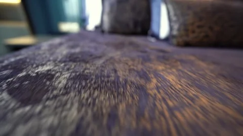 Made Bed with Pillows. Soft Comfort Warmth 스톡 동영상 307487546