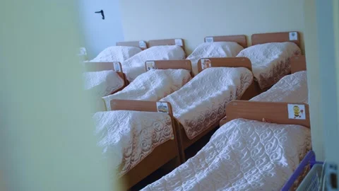 Made-up beds in kindergarten Stock Footage 195955514