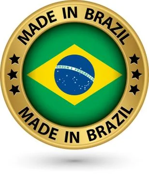 Made in Brazil gold label, vector illustration Stock Illustration