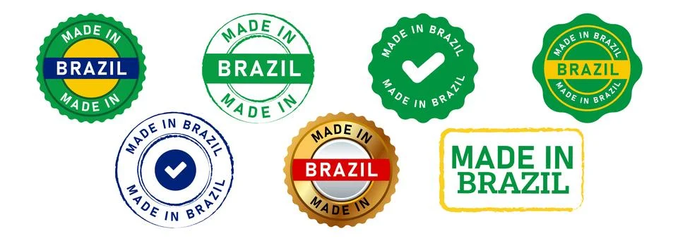 Made in brazil rectangle circle stamp seal badge sign for logo country Stock Illustration