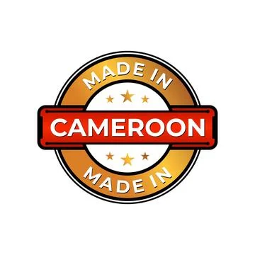 Made in Cameroon label icon emblem isolated on white background Stock Illustration