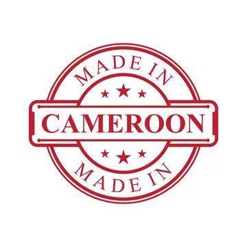 Made in Cameroon label icon with red color emblem Stock Illustration