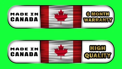 Made in Canada animated sign with waving flag, 6 month, 1 year and 2 year w.. Stock Footage 314463479