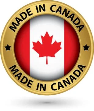 Made in Canada gold label, vector illustration Illustrazione stock