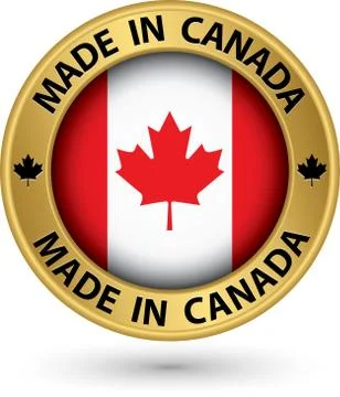 Made in Canada gold label, vector illustration Illustrazione stock