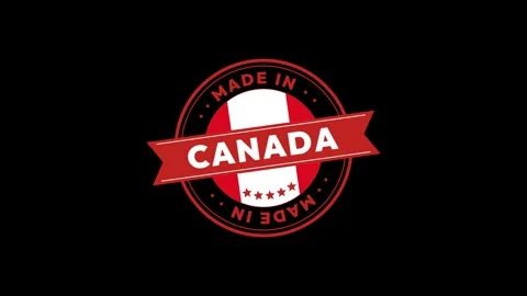 Made in Canada Product Quality Seal Stamp Animation 4K Vídeo Stock 339029192