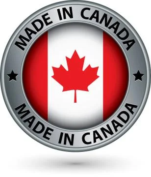 Made in Canada silver label with flag, vector illustration Stock Illustration