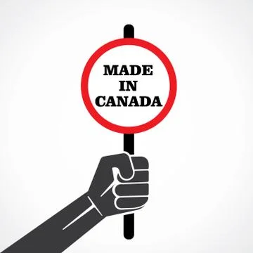 Made in canada word banner in hand stock vector Stock Illustration