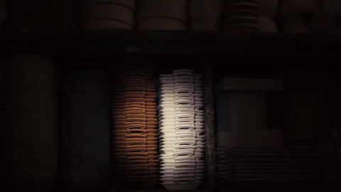 Made of Ceramic Plates in Torch Light Stock Footage 293106324