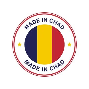 Made in Chad Circle Stamp with Flag Template Stock Illustration