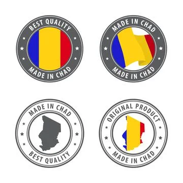 Made in Chad - set of labels, stamps, badges, with the Chad map and flag. Bes イラスト素材