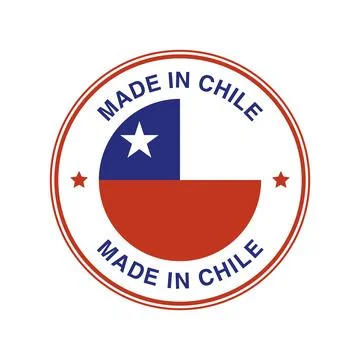 Made in Chile Circle Stamp with Flag Template Stock Illustration