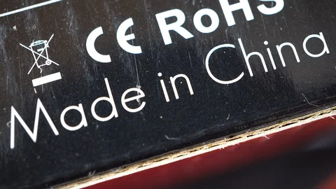 Made in China Label, Macro, Slider Camera Stock Footage 108804504