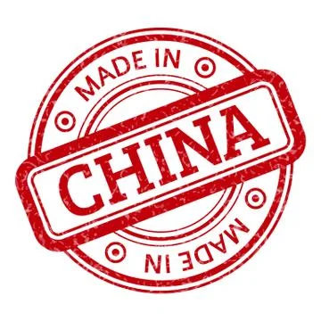 Made in China red vector graphic. Round rubber stamp isolated Stock Illustration