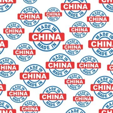 Made in China seamless pattern background icon. Flat vector illustration. Chi Illustrazione stock