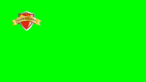 Made in China, shield with flag and ribbon with text. Chroma key with copy sp Stock Footage 139904746