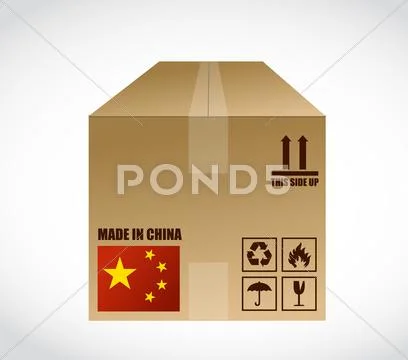 Made in china shipping box. illustration Stock Illustration