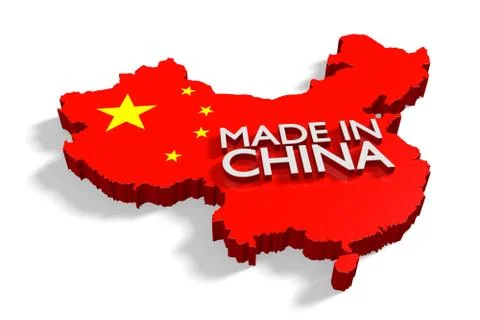 Made in China texts on the 3D map Stock Illustration