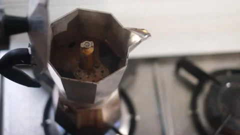 Made coffee image with coffee maker, the moka pot Stock Footage 236320196