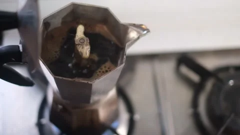 Made coffee image with coffee maker, the moka pot Stock Footage 236320214