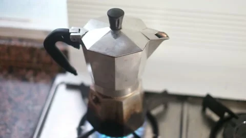 Made coffee image with coffee maker, the moka pot Stock Footage 236320261