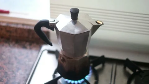 Made coffee image with coffee maker, the moka pot Stock Footage 236320273