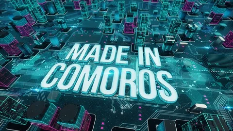 Made in Comoros digital technology concept Stockbeeldmateriaal 110345706