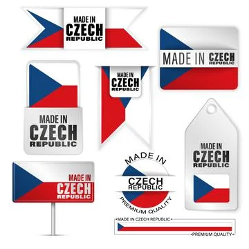 Made in Czech graphics and labels set. 스톡 일러스트